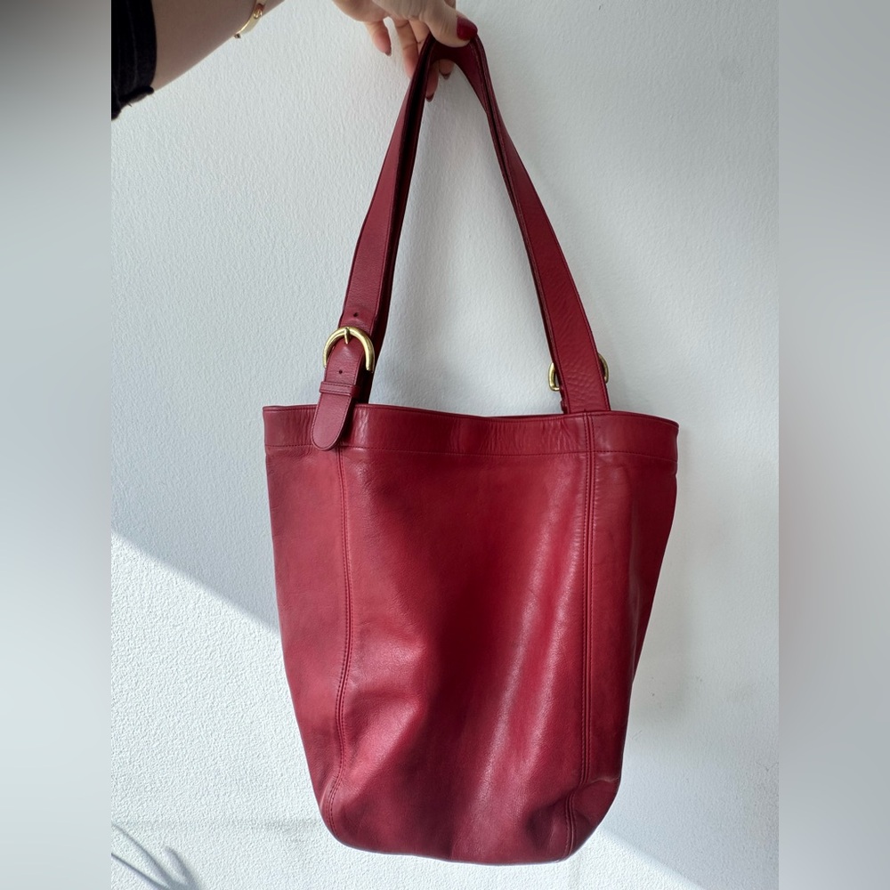 Coach Red Leather Shoulder Tote